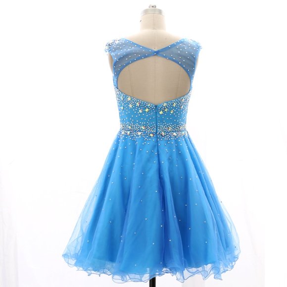 Short Tulle Blue Prom Homecoming Dress Party - Picture 2 of 7